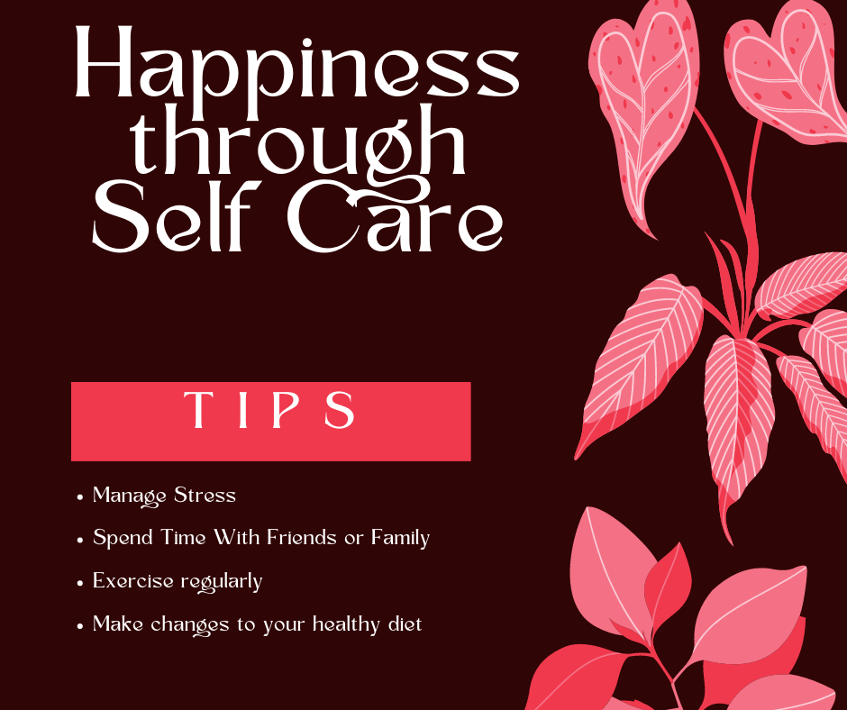 Happiness Through Self Care Self-Help E-book - self-care guide - self-love tips - positive self-talk - joy - blissful