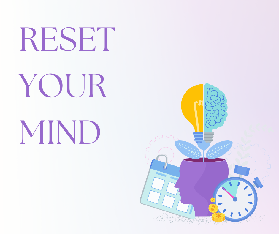 Mind Reset Self-Help E-Book - Reset your mind - Clear your mind - eliminate self-sabotage - limiting beliefs - positive beliefs - clear your mind meditation
